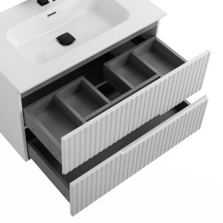 База под раковину Cezares подвесная с двумя выкатными ящиками, Ясень белый Софт, 800x457x500, DUET-N-800-2C-SO-FBS-P